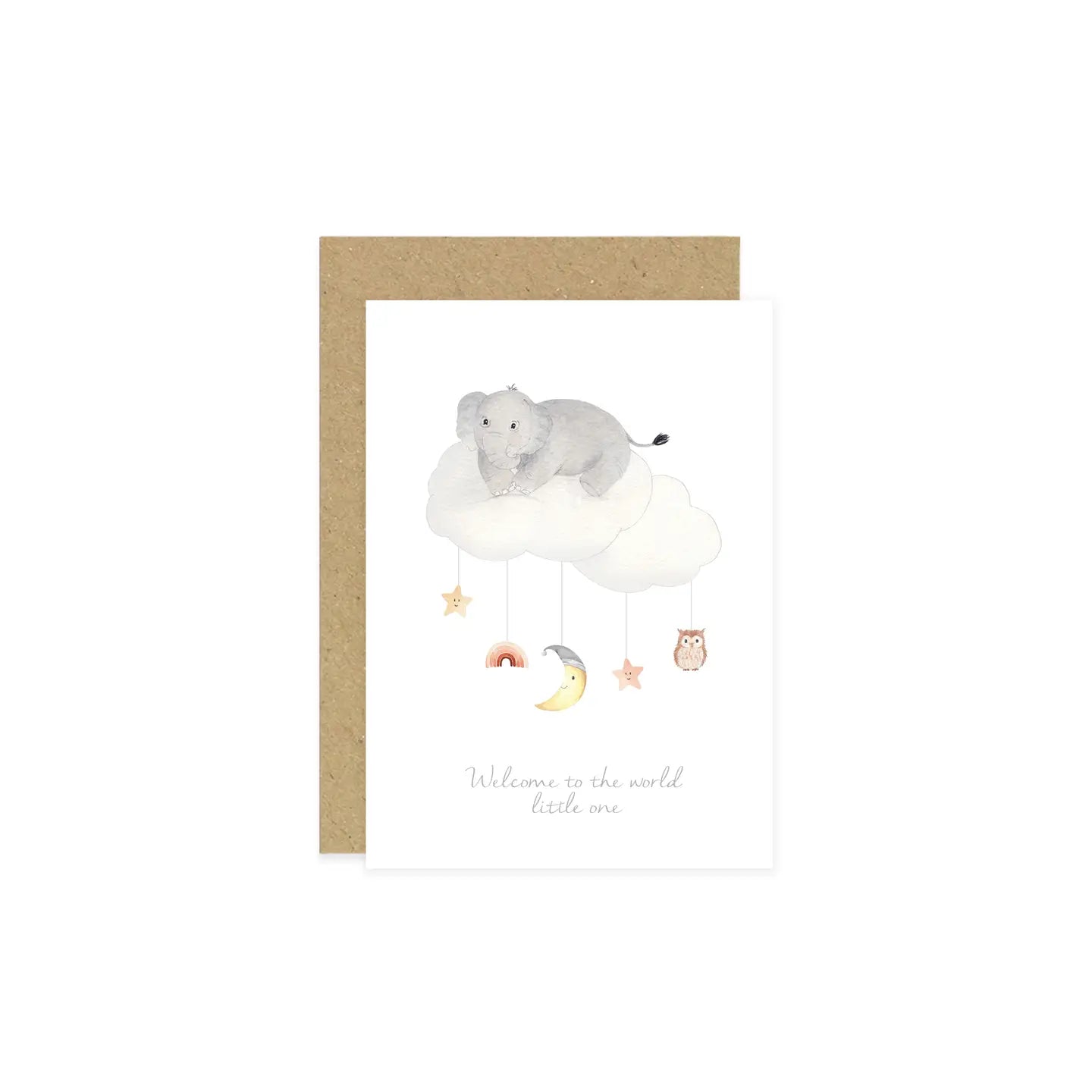 Elephant Mobile Welcome Little One Baby Card | New Baby Card