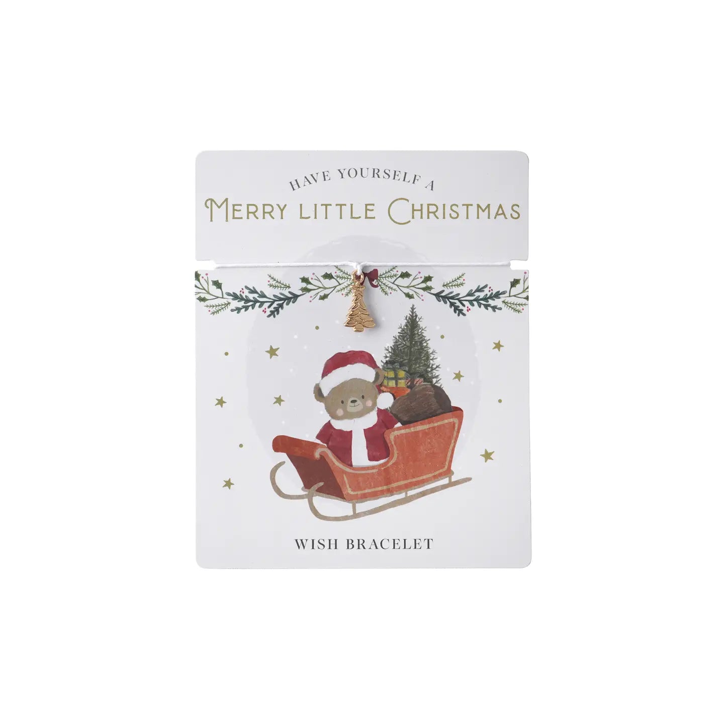 Little Bear Co Christmas Tree Wish Bracelet On Backing Card