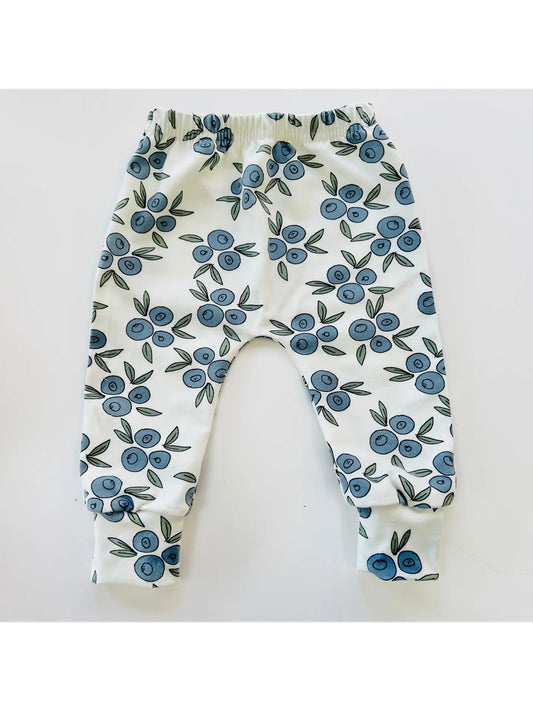 Eddie & Bee Organic Cotton Leggings in Cream "Blueberries"