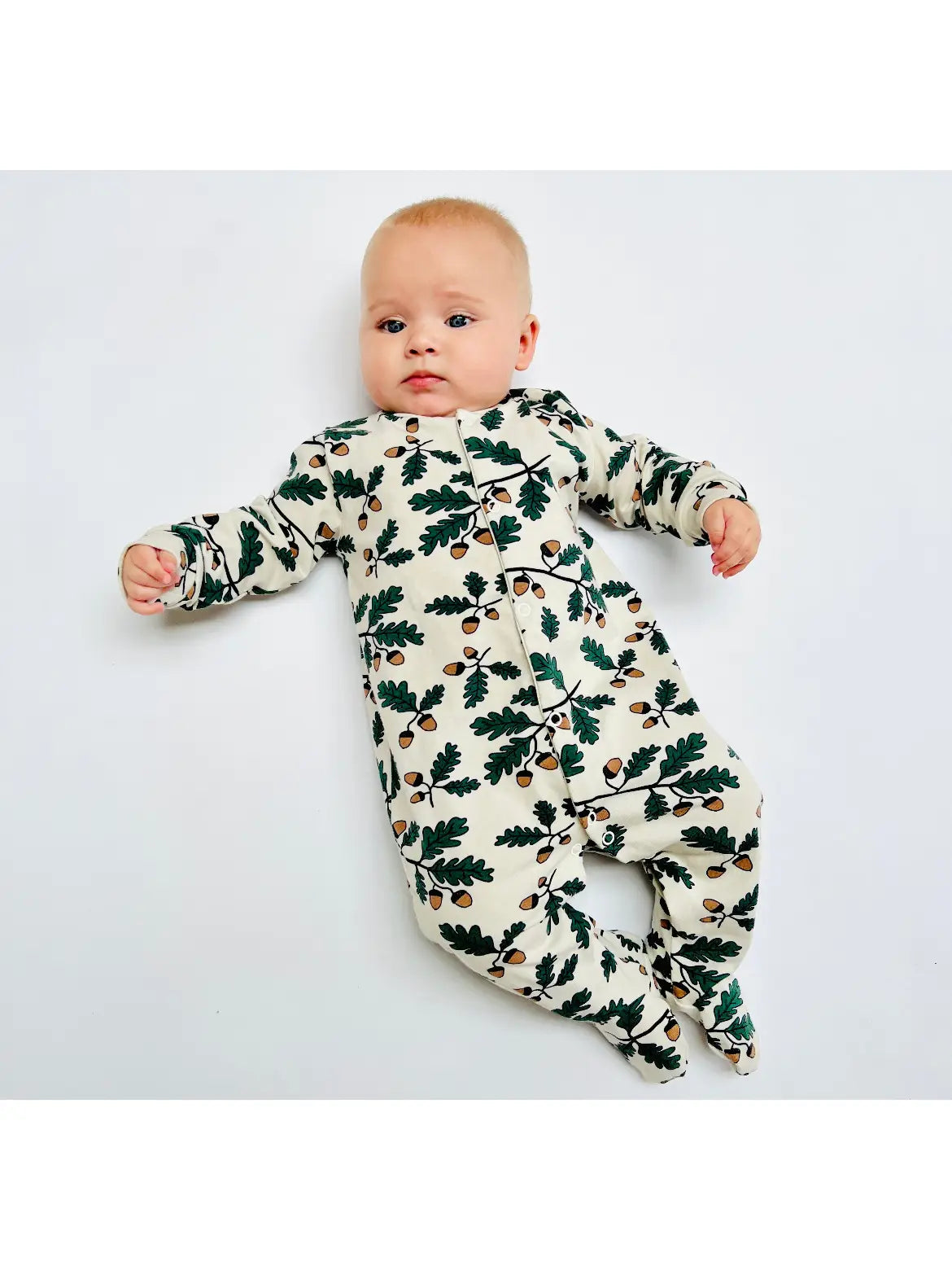 Eddie & Bee Organic Cotton Baby Sleep Suit in Oat " Little