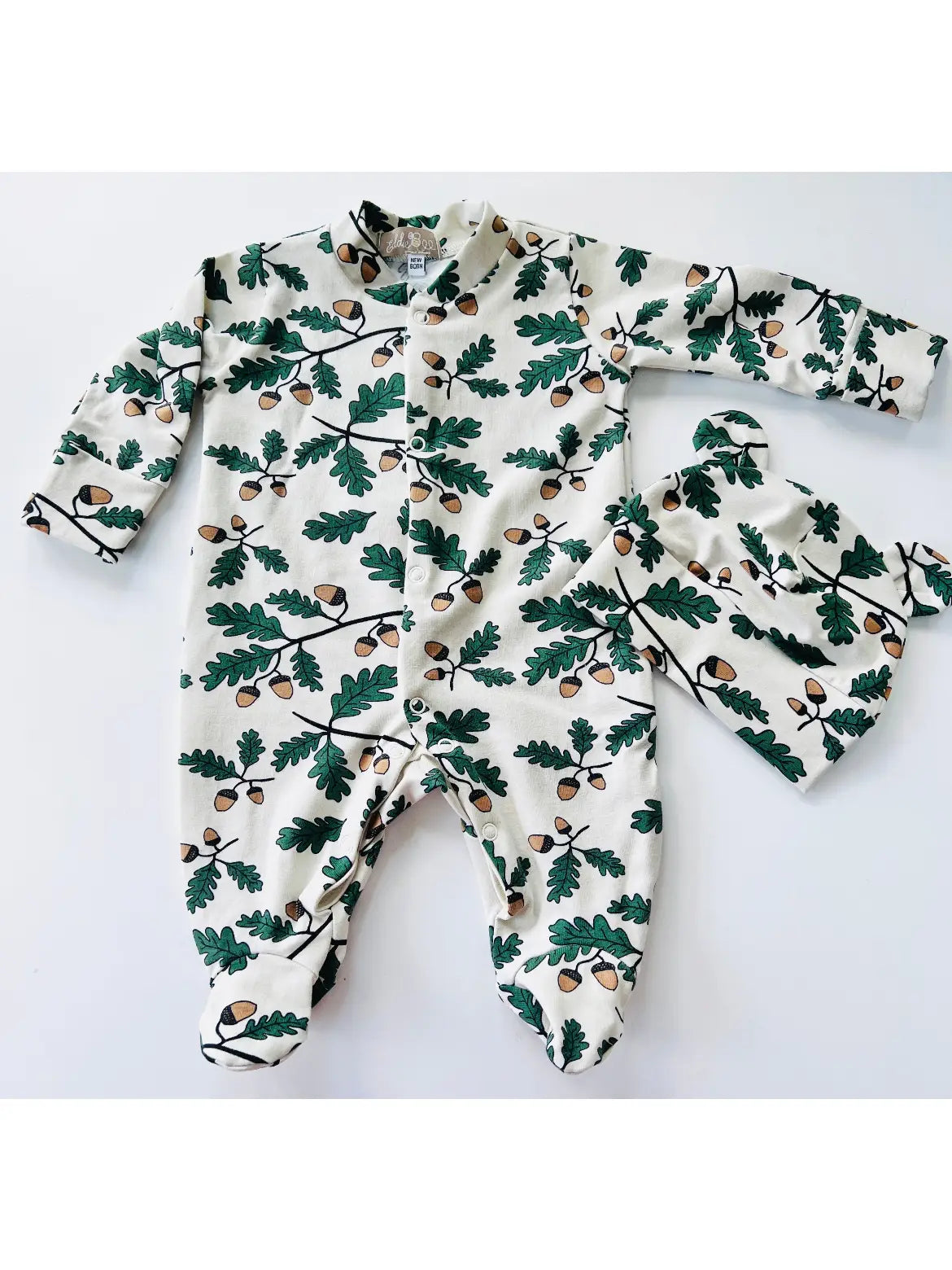 Eddie & Bee Organic Cotton Baby Sleep Suit in Oat " Little