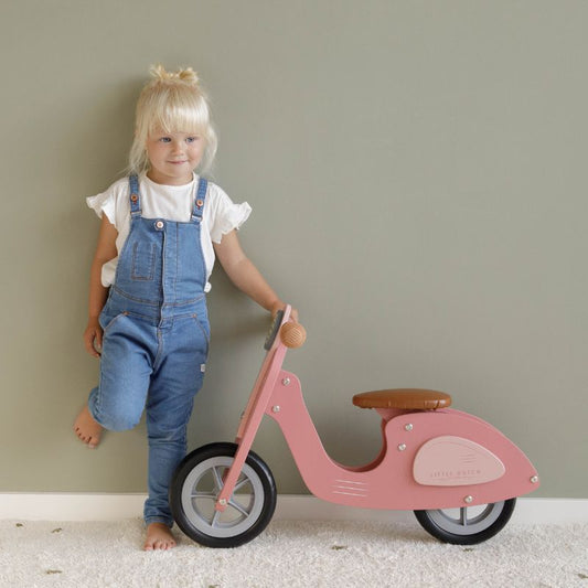 LITTLE DUTCH Wooden Balance Bike Scooter in Pink