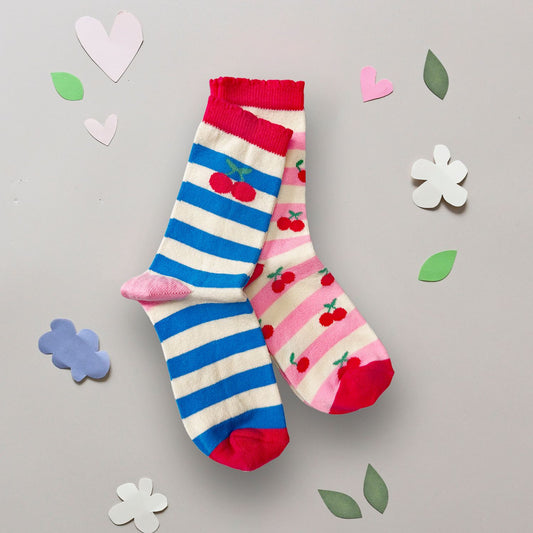 Rockahula Kids Cherry Stripe Socks: 2 Pack