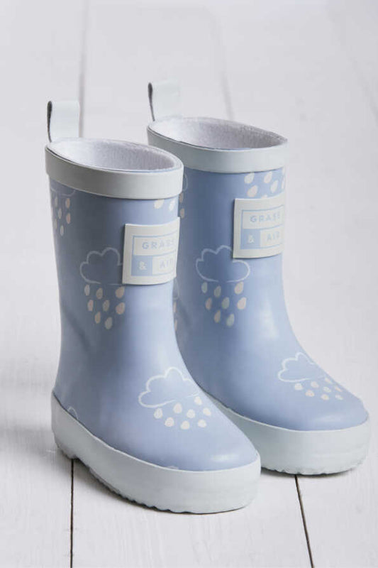 GRASS & AIR Colour Changing Wellies - Light Blue