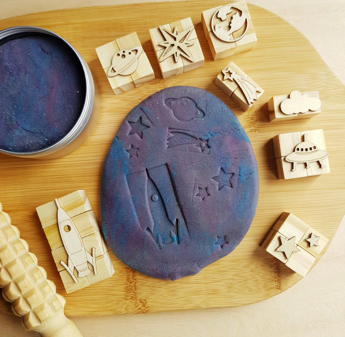 HELLO! PLAYDOUGH! - Space Wooden Stamps